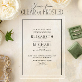 Klassieke formele zwarte en witte eenvoudige bruil acryl uitnodigingen