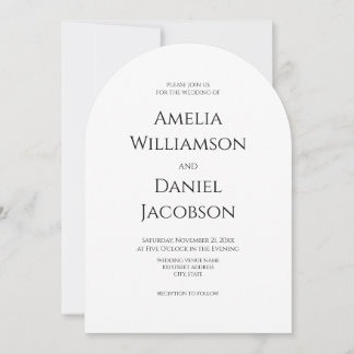 Klassieke formele zwarte witte boog typografie tro kaart