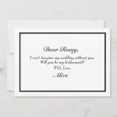 Klassieke formele zwarte witte bridesmaïde voorste kaart (Achterkant)