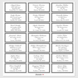 Klassieke formele zwarte witte bruiloft gastadres sticker