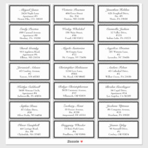 Klassieke formele zwarte witte bruiloft gastadres sticker