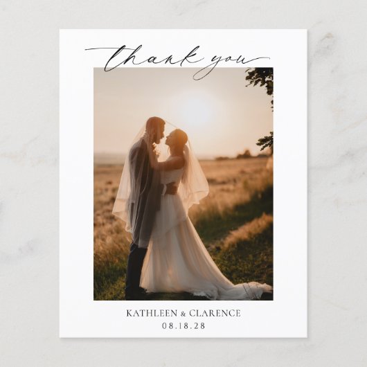 Klassieke Foto Budget Bruiloft Bedankkaart Flyer (Voorkant)