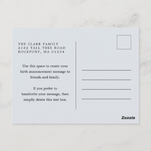 Klassieke foto Collage Blue Handsome Boy Birth Ann Briefkaart (Achterkant)