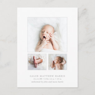 Klassieke foto Collage Gray Baby Birth Aankondigingskaart