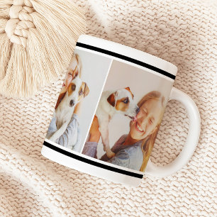 Klassieke foto-collage met zwarte streep koffiemok