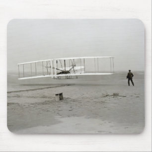 Klassieke foto Eerste Vlucht Vliegtuig Wright Brot Muismat