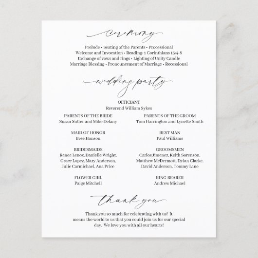 Klassieke Foto Elegant Budget Trouwprogramma Flyer (Achterkant)