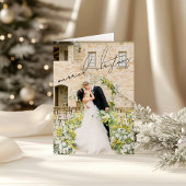 Klassieke foto Elegant Pas getrouwd Christmas Feestdagen Kaart