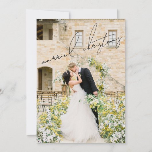 Klassieke foto Elegant Pas getrouwd Christmas Feestdagenkaart (Voorkant)