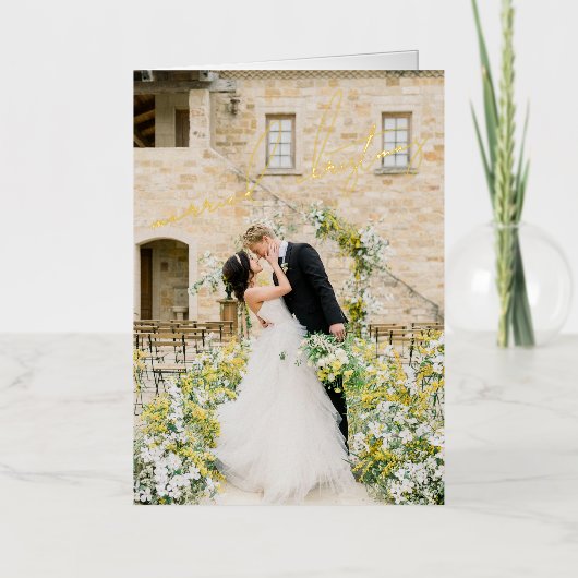 Klassieke foto Elegant Pas getrouwd Christmas Folie Feestdagenkaart (Voorkant)