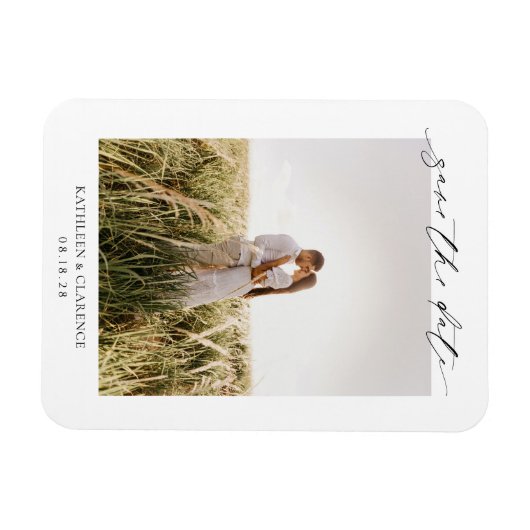 Klassieke Foto Elegant Wedding Save the Date Magneet (Horizontaal)