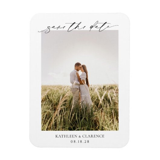 Klassieke Foto Elegant Wedding Save the Date Magneet (Verticaal)