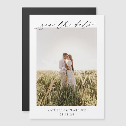 Klassieke Foto Elegant Wedding Save the Date Magnetische Uitnodiging (Voorkant / Achterkant)