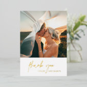 Klassieke foto Elegante bruiloft Dank u Folie Uitnodiging (Staand Voorkant)