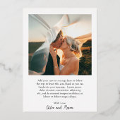 Klassieke foto Elegante bruiloft Dank u Folie Uitnodiging (Achterkant)