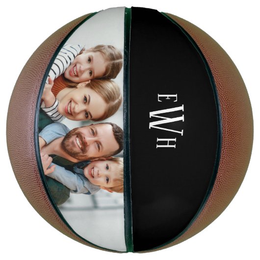 Klassieke foto en monogram basketbal (Verticaal)
