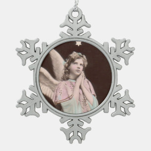  klassieke foto-engel tin sneeuwvlok ornament