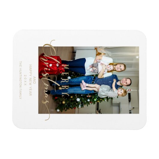 Klassieke foto-kerstcadeau voor whimsical-script magneet (Horizontaal)