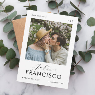 Klassieke foto monogram romantische moderne trouwd save the date