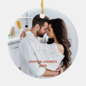 Klassieke foto onze eerste kerst getrouwd keramisch ornament (Achterkant)