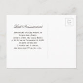 Klassieke Foto Pasgeboren Baby Hand van Vader Aankondigingskaart (Achterkant)