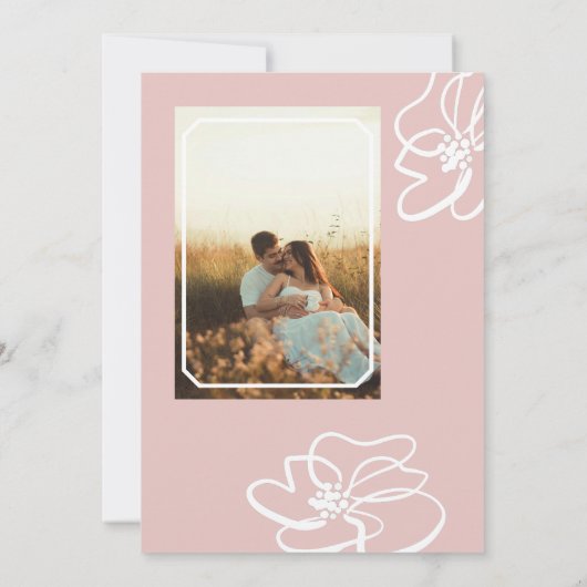 Klassieke Foto Roze Blush Bloemen Huwelijksuitnodi Kaart (Achterkant)