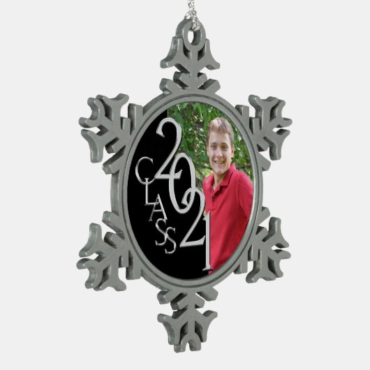 Klassieke foto van 2021 Afstuderen Tin Sneeuwvlok Ornament (Links)