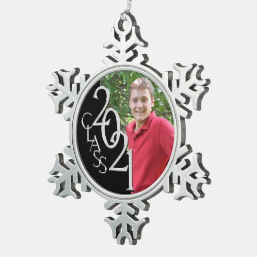 Klassieke foto van 2021 Afstuderen Tin Sneeuwvlok Ornament (Rechts)