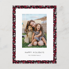Klassieke foto van het rode en zwarte kerstpatroon briefkaart