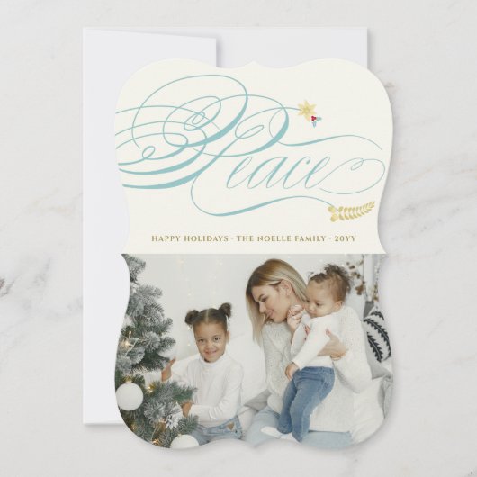 Klassieke foto van kerstvredeskalligrafie feestdagenkaart (Voorkant)