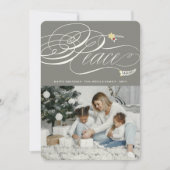 Klassieke foto van kerstvredeskalligrafie feestdagenkaart (Voorkant)