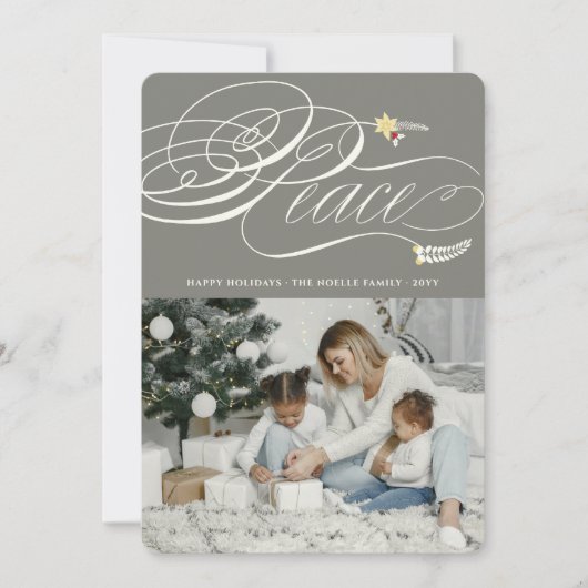 Klassieke foto van kerstvredeskalligrafie feestdagenkaart (Voorkant)