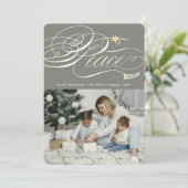 Klassieke foto van kerstvredeskalligrafie feestdagenkaart (Staand voorkant)