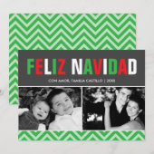 Klassieke foto van Red en Green Feliz Navidad Feestdagenkaart (Voorkant / Achterkant)