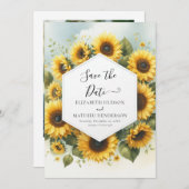 Klassieke foto Zonnebloem bruiloft Save The Date (Voorkant / Achterkant)