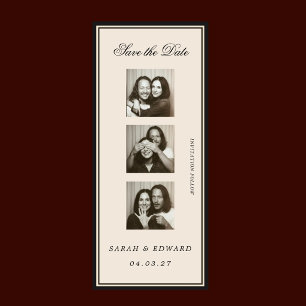 Klassieke fotoboek editoriale fotostrook save the date