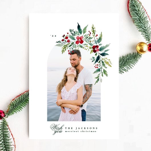 Klassieke Fotoboog lijst Moderne krans Kerstmis Feestdagenkaart