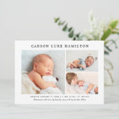 Klassieke fotocollage blauw knappe baby jongen geb aankondiging (Staand voorkant)