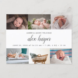 Klassieke fotocollage geboorte aankondigingskaart