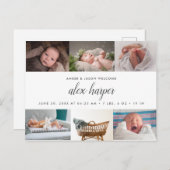 Klassieke fotocollage geboorte aankondigingskaart (Voorkant / Achterkant)