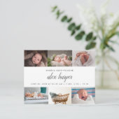 Klassieke fotocollage geboorte aankondigingskaart (Staand voorkant)