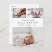 Klassieke fotocollage geboorte aankondigingskaart (Voorkant / Achterkant)