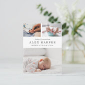 Klassieke fotocollage geboorte aankondigingskaart (Staand voorkant)