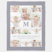 Klassieke fotocollage met monogram en jaar fleece deken (Voorkant)