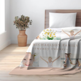 Klassieke fotocollage met monogram en jaar fleece deken