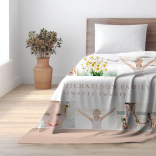 Klassieke fotocollage met monogram en jaar fleece deken