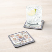 Klassieke fotocollage met monogram en naam bier onderzetter (Rechterzijde)