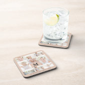 Klassieke fotocollage met monogram en naam bier onderzetter (Rechterzijde)