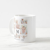 Klassieke fotocollage met monogram en naam koffiemok (Voorkant links)