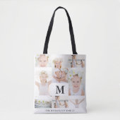 Klassieke fotocollage met monogram en naam tote bag (Voorkant)